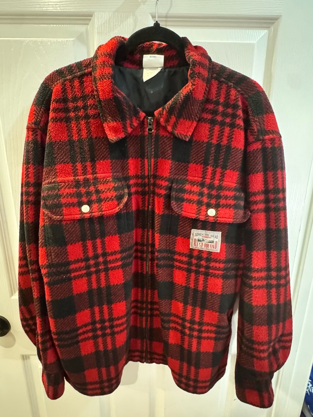 Disney Red & Black Plaid Zip-Up Shirt Jacket